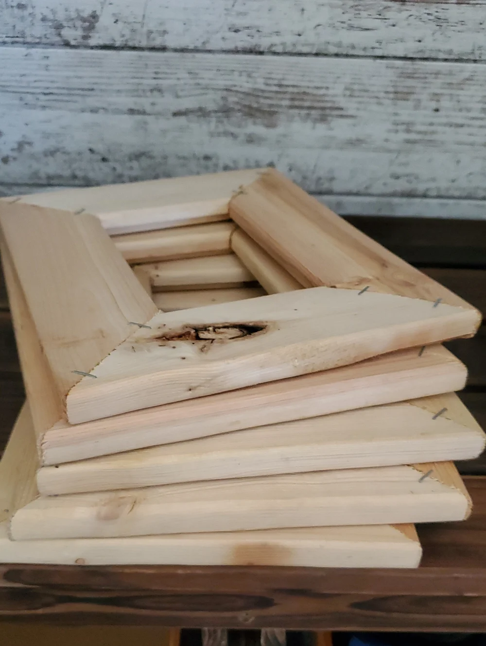 Set of 5 Unfinished Rustic Wood Pine Picture Frames DIY Craft Gallery